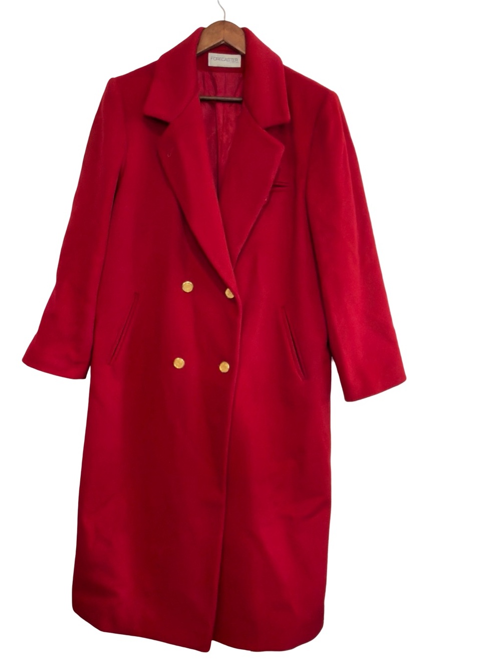 Forecaster of Boston  New Red Double-Breasted Wool-Blend Long Coat